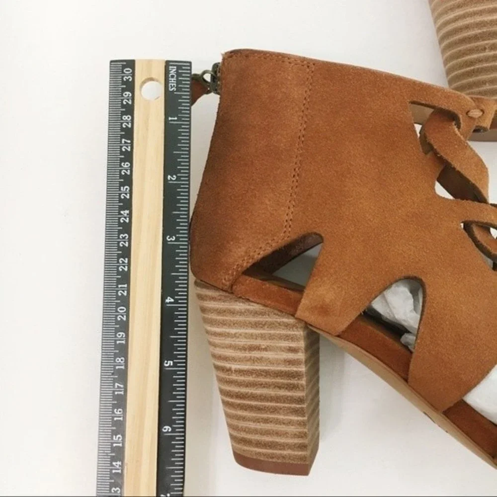 Zodiac Womens Size 6 Brown Suede Leather Block Heels Open Toe Sandals Shoes‎